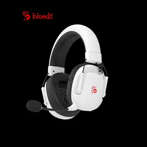 Bloody GR585 White Wireless Gaming Headset, 2.4GHz Wireless + Bluetooth 5.3 Connectivity, Dual Wireless Mode, Gaming Audio Headset, Integrated Microphone