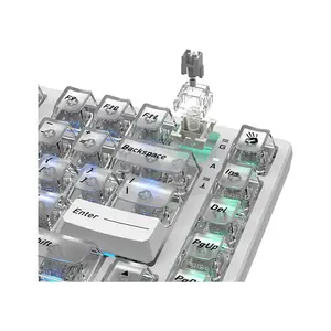 Bloody MS76 Crystal White Magnetic Hall Effect Gaming Keyboard, 75% Compact Layout, Magnetic Hall Effect Switches, Rapid Trigger Technology, Adjustable Actuation, RGB Backlit Mechanical Gaming Keyboard