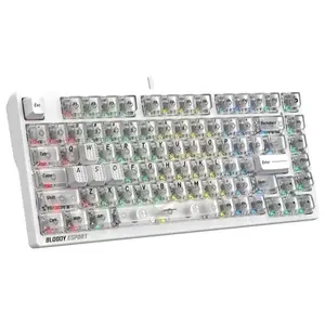 Bloody MS76 Crystal White Magnetic Hall Effect Gaming Keyboard, 75% Compact Layout, Magnetic Hall Effect Switches, Rapid Trigger Technology, Adjustable Actuation, RGB Backlit Mechanical Gaming Keyboard