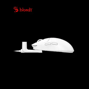 Bloody R77 Ultra Dock Wireless Gaming Mouse White, 20000 CPI Optical Sensor, 2.4GHz Wireless & USB Wired Connectivity, Charging Dock Included, Esports Gaming Mouse