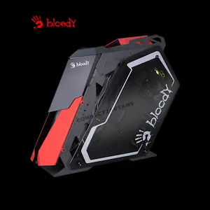 Bloody GH-30 Rogue Mid Tower Gaming Case Red + Black, 5 Pre-Installed RGB Fans, Dual Tempered Glass Panels, ATX Mid Tower Chassis, 240mm Radiator Support, Gaming PC Case