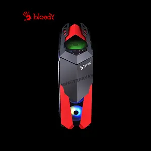 Bloody GH-30 Rogue Mid Tower Gaming Case Red + Black, 5 Pre-Installed RGB Fans, Dual Tempered Glass Panels, ATX Mid Tower Chassis, 240mm Radiator Support, Gaming PC Case