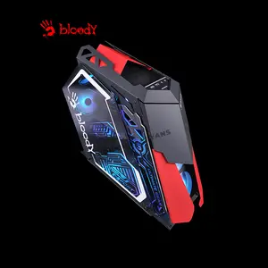 Bloody GH-30 Rogue Mid Tower Gaming Case Red + Black, 5 Pre-Installed RGB Fans, Dual Tempered Glass Panels, ATX Mid Tower Chassis, 240mm Radiator Support, Gaming PC Case