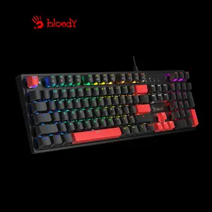 Bloody S520N Fire Black Mecha-Like Gaming Keyboard, Mecha-Like Switch Technology, RGB Backlighting, Full-Size Layout, Multi-Key Anti-Ghosting, Wired Gaming Keyboard