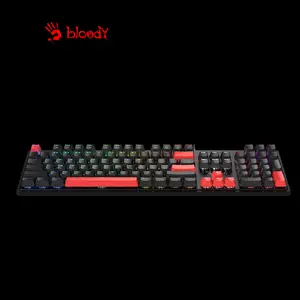 Bloody S520N Fire Black Mecha-Like Gaming Keyboard, Mecha-Like Switch Technology, RGB Backlighting, Full-Size Layout, Multi-Key Anti-Ghosting, Wired Gaming Keyboard