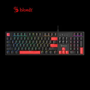 Bloody S520N Fire Black Mecha-Like Gaming Keyboard, Mecha-Like Switch Technology, RGB Backlighting, Full-Size Layout, Multi-Key Anti-Ghosting, Wired Gaming Keyboard