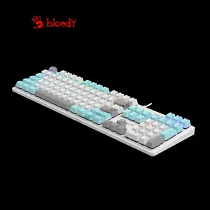 Bloody S520N Icy White Mecha-Like Gaming Keyboard, Mecha-Like Switch Technology, RGB Backlighting, Full-Size Layout, Multi-Key Anti-Ghosting, Wired Gaming Keyboard