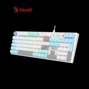Bloody S520N Icy White Mecha-Like Gaming Keyboard, Mecha-Like Switch Technology, RGB Backlighting, Full-Size Layout, Multi-Key Anti-Ghosting, Wired Gaming Keyboard