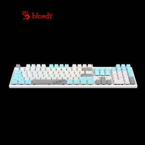 Bloody S520N Icy White Mecha-Like Gaming Keyboard, Mecha-Like Switch Technology, RGB Backlighting, Full-Size Layout, Multi-Key Anti-Ghosting, Wired Gaming Keyboard