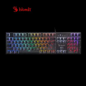 Bloody S520N Pudding Black Mecha-Like Gaming Keyboard, Mecha-Like Switch Technology, Pudding Keycaps, RGB Backlighting, Full-Size Layout, Multi-Key Anti-Ghosting, Wired Gaming Keyboard