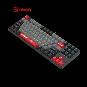 Bloody S87 Energy Red Mechanical Gaming Keyboard, Red Mechanical Switches, 87-Key Tenkeyless Layout, RGB Backlighting, Hot-Swappable Design, Wired Gaming Keyboard
