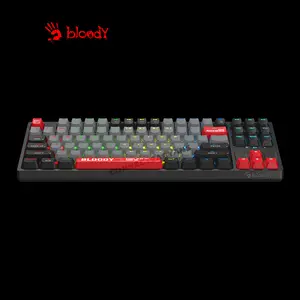 Bloody S87 Energy Red Mechanical Gaming Keyboard, Red Mechanical Switches, 87-Key Tenkeyless Layout, RGB Backlighting, Hot-Swappable Design, Wired Gaming Keyboard