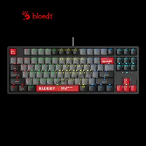 Bloody S87 Energy Red Mechanical Gaming Keyboard, Red Mechanical Switches, 87-Key Tenkeyless Layout, RGB Backlighting, Hot-Swappable Design, Wired Gaming Keyboard
