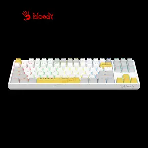 Bloody S87 Energy White Mechanical Gaming Keyboard, Red Mechanical Switches, 87-Key Tenkeyless Layout, RGB Backlighting, Hot-Swappable Design, Wired Gaming Keyboard