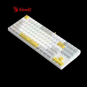 Bloody S87 Energy White Mechanical Gaming Keyboard, Red Mechanical Switches, 87-Key Tenkeyless Layout, RGB Backlighting, Hot-Swappable Design, Wired Gaming Keyboard