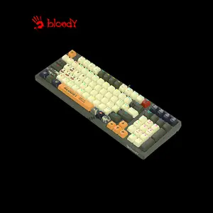 Bloody S98 Aviator Mechanical Gaming Keyboard, Red Mechanical Switches, 98-Key Compact Layout, Aviator Edition Design, RGB Backlighting, Hot-Swappable Gaming Keyboard