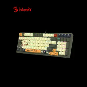 Bloody S98 Aviator Mechanical Gaming Keyboard, Red Mechanical Switches, 98-Key Compact Layout, Aviator Edition Design, RGB Backlighting, Hot-Swappable Gaming Keyboard