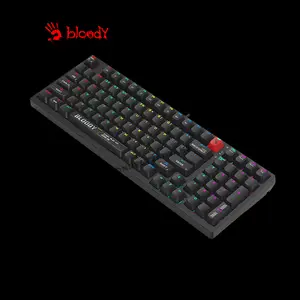 Bloody S98 Black Mechanical Gaming Keyboard, Red Mechanical Switches, 98-Key Compact Layout, RGB Backlighting, Hot-Swappable Design, Wired Gaming Keyboard