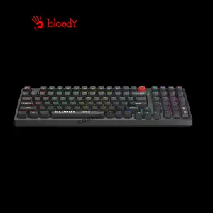 Bloody S98 Black Mechanical Gaming Keyboard, Red Mechanical Switches, 98-Key Compact Layout, RGB Backlighting, Hot-Swappable Design, Wired Gaming Keyboard