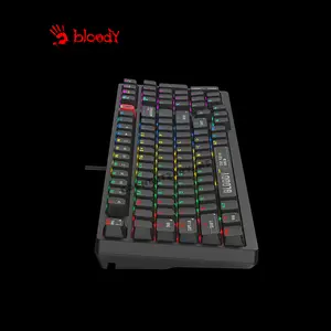 Bloody S98 Black Mechanical Gaming Keyboard, Red Mechanical Switches, 98-Key Compact Layout, RGB Backlighting, Hot-Swappable Design, Wired Gaming Keyboard