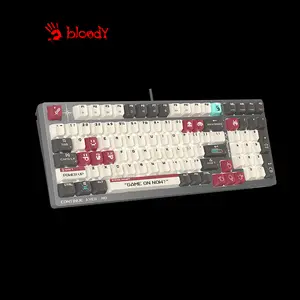 Bloody S98 Pixel Red Mechanical Gaming Keyboard, Red Mechanical Switches, 98-Key Compact Layout, Pixel Red Edition Design, RGB Backlighting, Hot-Swappable Gaming Keyboard