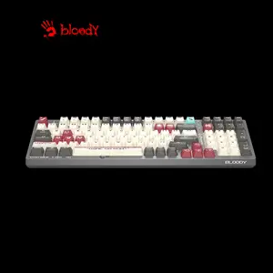 Bloody S98 Pixel Red Mechanical Gaming Keyboard, Red Mechanical Switches, 98-Key Compact Layout, Pixel Red Edition Design, RGB Backlighting, Hot-Swappable Gaming Keyboard