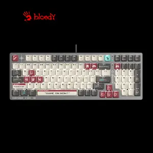 Bloody S98 Pixel Red Mechanical Gaming Keyboard, Red Mechanical Switches, 98-Key Compact Layout, Pixel Red Edition Design, RGB Backlighting, Hot-Swappable Gaming Keyboard