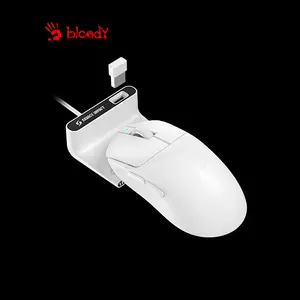 Bloody SG5 Hybrid Speed Wireless Gaming Mouse White, 30000 CPI S-Tier Gaming Sensor, 2.4GHz Wireless & USB Wired Connectivity, 8000Hz Wireless Polling Rate, Esports Gaming Mouse