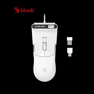 Bloody SG5 Hybrid Speed Wireless Gaming Mouse White, 30000 CPI S-Tier Gaming Sensor, 2.4GHz Wireless & USB Wired Connectivity, 8000Hz Wireless Polling Rate, Esports Gaming Mouse