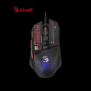 Bloody W60 Max Mini Lightweight Gaming Mouse, 10000 CPI Optical Sensor, Ultra-Light Honeycomb Design, RGB Lighting Effects, High-Speed Wired USB Gaming Mouse