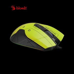 Bloody W70 Max Punk Yellow RGB Gaming Mouse, 10000 CPI MAX BC3332-A Gaming Sensor, 2000Hz Report Rate, 8 Programmable Buttons, RGB Lighting Effects, Wired USB Gaming Mouse
