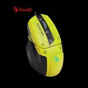 Bloody W70 Max Punk Yellow RGB Gaming Mouse, 10000 CPI MAX BC3332-A Gaming Sensor, 2000Hz Report Rate, 8 Programmable Buttons, RGB Lighting Effects, Wired USB Gaming Mouse