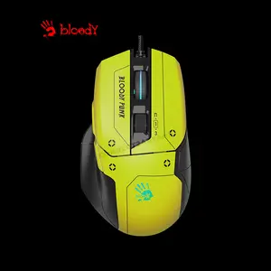 Bloody W70 Max Punk Yellow RGB Gaming Mouse, 10000 CPI MAX BC3332-A Gaming Sensor, 2000Hz Report Rate, 8 Programmable Buttons, RGB Lighting Effects, Wired USB Gaming Mouse