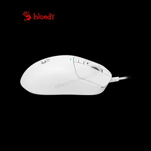 Bloody W72 Ultra Lightweight Gaming Mouse White, 20000 CPI Alpha 20K Gaming Engine, 2000Hz Report Rate, 62g Ultra-Lightweight Design, RapidSnap Rebound Technology, Wired USB Gaming Mouse