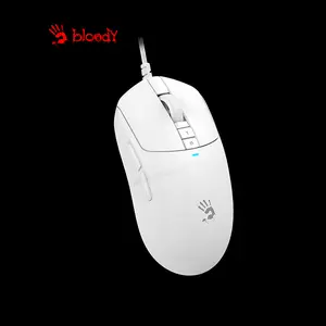 Bloody W72 Ultra Lightweight Gaming Mouse White, 20000 CPI Alpha 20K Gaming Engine, 2000Hz Report Rate, 62g Ultra-Lightweight Design, RapidSnap Rebound Technology, Wired USB Gaming Mouse