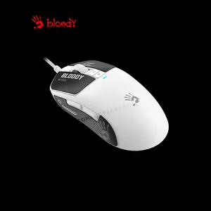 Bloody W72 Ultra Lightweight Gaming Mouse White, 20000 CPI Alpha 20K Gaming Engine, 2000Hz Report Rate, 62g Ultra-Lightweight Design, RapidSnap Rebound Technology, Wired USB Gaming Mouse