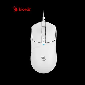Bloody W72 Ultra Lightweight Gaming Mouse White, 20000 CPI Alpha 20K Gaming Engine, 2000Hz Report Rate, 62g Ultra-Lightweight Design, RapidSnap Rebound Technology, Wired USB Gaming Mouse