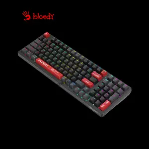 Bloody WS98 Red Dual Core Wireless Mechanical Gaming Keyboard, Red Mechanical Switches, Tri-Mode Connectivity, 98-Key Compact Layout, RGB Backlighting, Hot-Swappable Gaming Keyboard