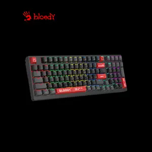 Bloody WS98 Red Dual Core Wireless Mechanical Gaming Keyboard, Red Mechanical Switches, Tri-Mode Connectivity, 98-Key Compact Layout, RGB Backlighting, Hot-Swappable Gaming Keyboard