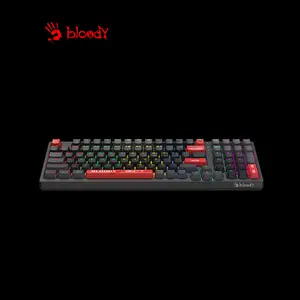 Bloody WS98 Red Dual Core Wireless Mechanical Gaming Keyboard, Red Mechanical Switches, Tri-Mode Connectivity, 98-Key Compact Layout, RGB Backlighting, Hot-Swappable Gaming Keyboard
