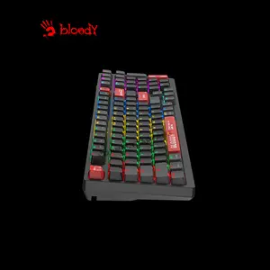 Bloody WS98 Red Dual Core Wireless Mechanical Gaming Keyboard, Red Mechanical Switches, Tri-Mode Connectivity, 98-Key Compact Layout, RGB Backlighting, Hot-Swappable Gaming Keyboard