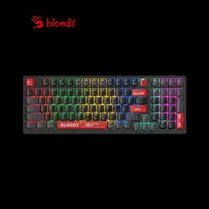 Bloody WS98 Red Dual Core Wireless Mechanical Gaming Keyboard, Red Mechanical Switches, Tri-Mode Connectivity, 98-Key Compact Layout, RGB Backlighting, Hot-Swappable Gaming Keyboard