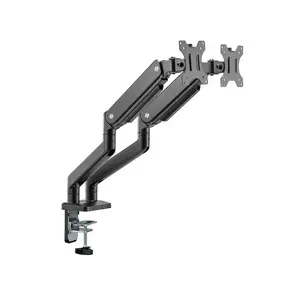 MXG BMA-24U Dual Monitor Arm Mount, Dual Display Support, Aluminum Spring-Assisted Design, Integrated USB 3.0 Cable Management, Matte Black Ergonomic Desk Mount