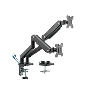 MXG BMA-24U Dual Monitor Arm Mount, Dual Display Support, Aluminum Spring-Assisted Design, Integrated USB 3.0 Cable Management, Matte Black Ergonomic Desk Mount