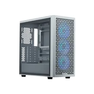 Cooler Master Elite 502 White ARGB Mid Tower ATX PC Case, Tempered Glass Side Panel, ARGB Lighting Design, High-Airflow Gaming Chassis