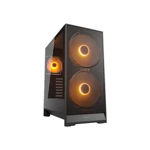 COUGAR Airface 180 Compact ATX Mid-Tower Gaming Case Black Edition, High-Airflow Mesh Front Panel, Tempered Glass Side Panel, Premium Gaming and Performance PC Chassis