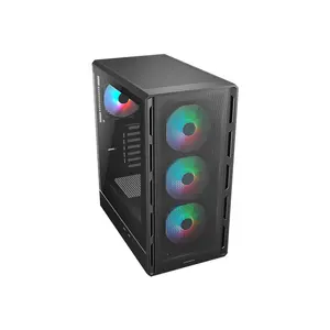 COUGAR Airface Pure RGB Compact ATX Mid-Tower Gaming Case, Black Edition, High Airflow Tempered Glass Chassis with RGB Fans