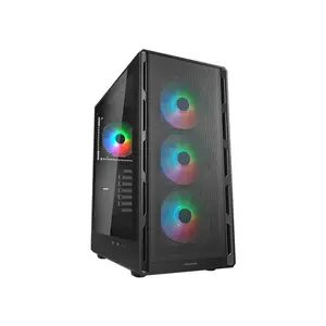 COUGAR Airface Pure RGB Compact ATX Mid-Tower Gaming Case, Black Edition, High Airflow Tempered Glass Chassis with RGB Fans