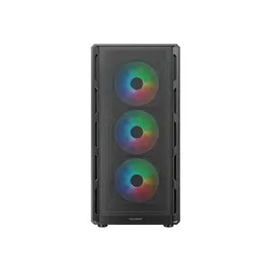 COUGAR Airface Pure RGB Compact ATX Mid-Tower Gaming Case, Black Edition, High Airflow Tempered Glass Chassis with RGB Fans