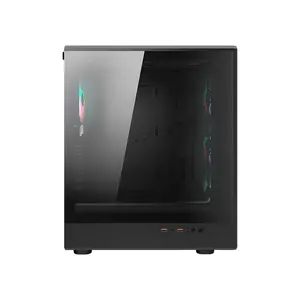 COUGAR Airface Pure RGB Compact ATX Mid-Tower Gaming Case, Black Edition, High Airflow Tempered Glass Chassis with RGB Fans